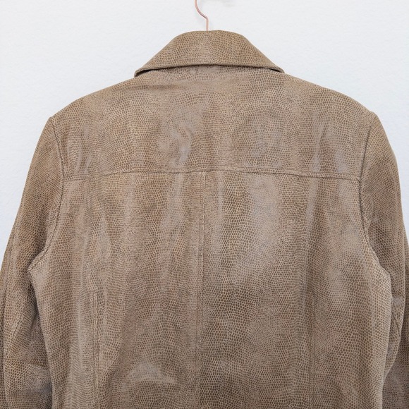 Vintage 90s Jaqueline Ferrar Womens Leather Jacket Size L Tan Embossed Western - Picture 6 of 6